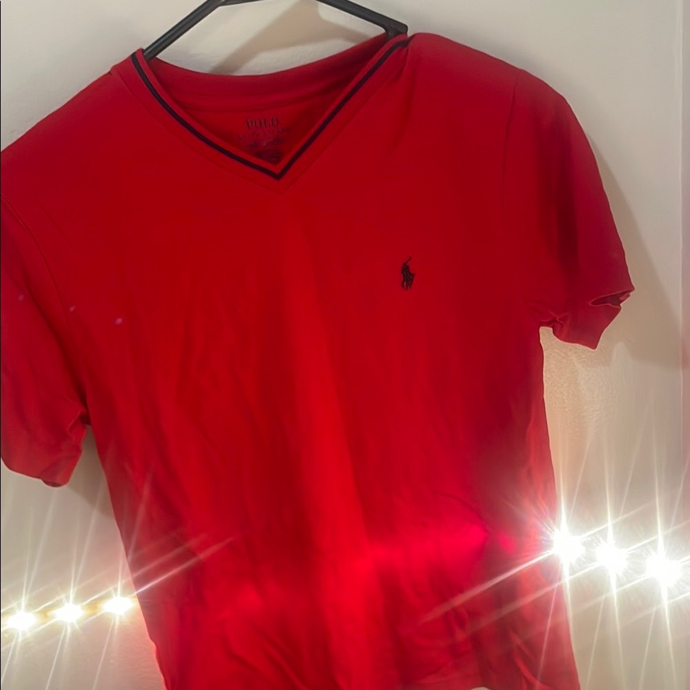 Polo by Ralph Lauren Men's Red V-Neck Shirt
